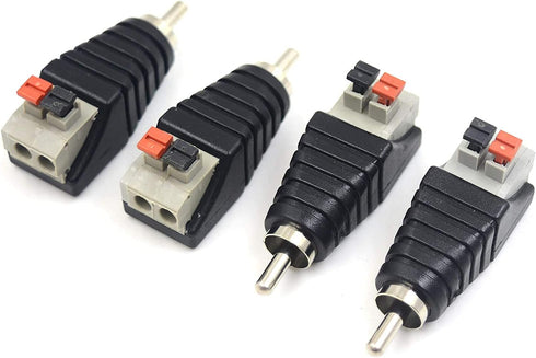Poyiccot Speaker Wire to RCA Adapter Converter, 4 Pack for CCTV Video Audio Spring Press Type