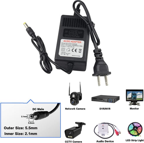 CCTV Power Supply Adapter Ac 100V-240V to Dc 12v 2000ma 2a for Home Security Camera
