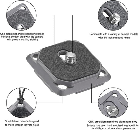FANAUE CP-01 Camera Clip QR Mount Plate, Quick Release Plate Compatible with Arca Swiss/RRS Tripod Ball Head