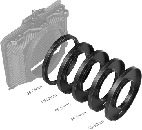 SmallRig Lens Adapter Ring Kit for Matte Box 3196, 52mm/55mm/58mm/62mm/86-95mm Filters Adapter – 3383