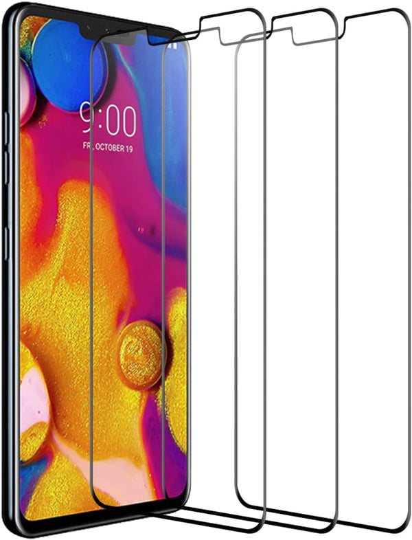 3 Pack Screen Protector for LG V40 ThinQ, 3D Curved Anti-Scratch 9H Hardness Full Coverage Silk Print Black