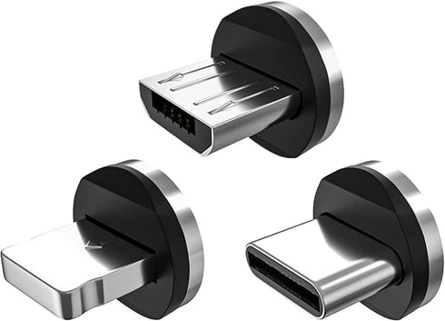 Statik Magnetic Connectors for Magnetic Charging Cable, 3-pack USB-C, Micro USB, i-Product Adapters