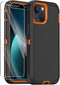 Annymall iPhone 13 Case (Black Orange) - Heavy Duty 3-Layer Shockproof Cover + 2 Screen Protectors for 6.1" Apple