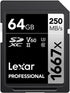 Lexar 64GB Professional 1667x SDXC Memory Card, UHS-II, C10, U3, V60, Up to 250MB/s Read