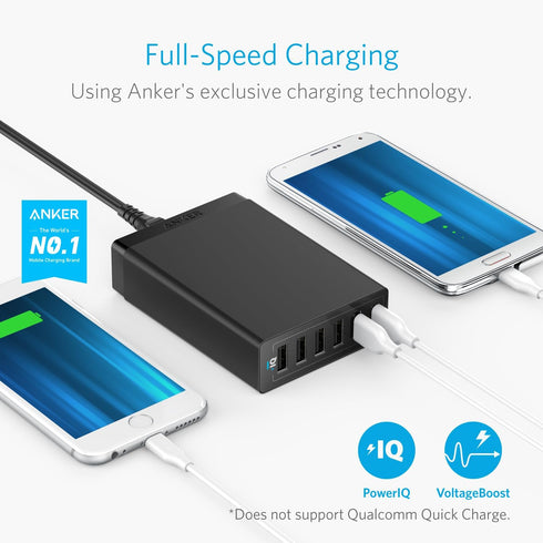 Anker 60W 6 Port Charging Station, PowerPort 6 Multi USB Charger for iPhone 15/Pro/Max, iPad, Galaxy & More