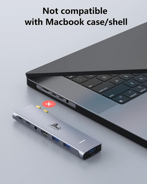 USB C Hub Adapter for MacBook Pro/Air M1M2, Multiport Adapter with 4K HDMI and 100W Thunderbolt