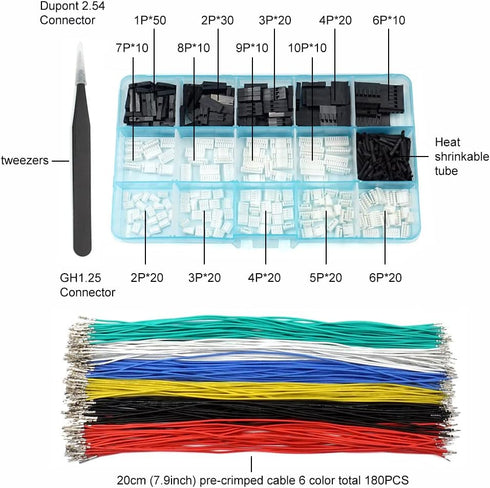 GH1.25 to Dupont2.54 Pre-Crimped Cables and Connectors Kit Compatible with JST GH 1.25mm for Pixhawk4 Pixhawk 6C 6X 20cm Silicone Wire