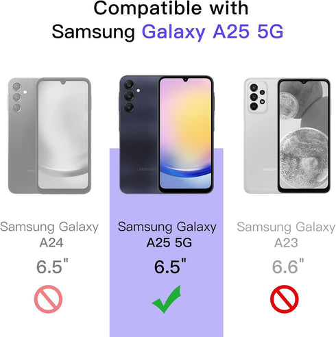 JETech Screen Protector for Samsung Galaxy A25 5G 6.5 Inch, 9H Tempered Glass Film, Anti-Scratch, HD Clear, 3-Pack