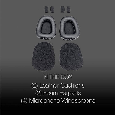 Cushion Replacement Kit for Blue Parrott B550-XT Bluetooth Headset, 2 Leather Cushions, 2 Foam Earpads, 4 Microphone Windscreens by Global Teck