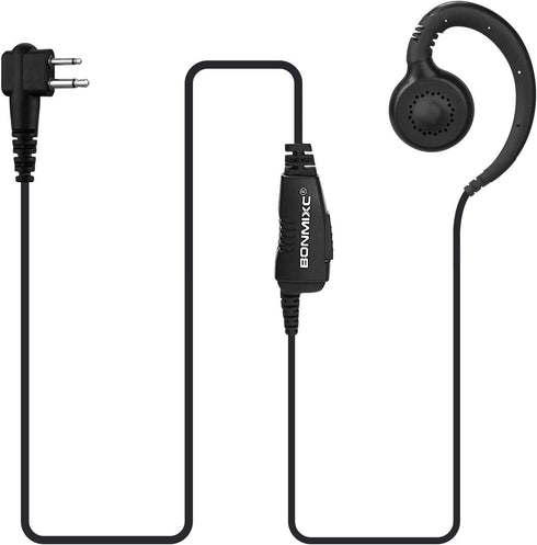 2-Pack Walkie Talkie Earpieces, 2.5mm/3.5mm 2-Pin Headset with PTT Mic for Motorola Radios