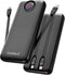 GrnOas.E Power Bank,10000mAh 22.5W Max Portable Charger Built in Cables4 Outputs 2 Inputs