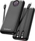 GrnOas.E Power Bank,10000mAh 22.5W Max Portable Charger Built in Cables4 Outputs 2 Inputs
