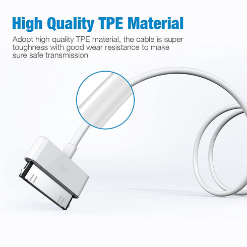 sarmert 4.0ft Apple Certified 30 Pin USB Charging Cable for iPhone 4/4s, iPad 1/2/3, iPod Touch/Nano - White (1 PCS)