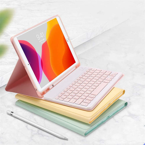 iPad 10th Generation 2022 Keyboard Case, Detachable Bluetooth Keyboard Cover with Pencil Holder (Yellow)