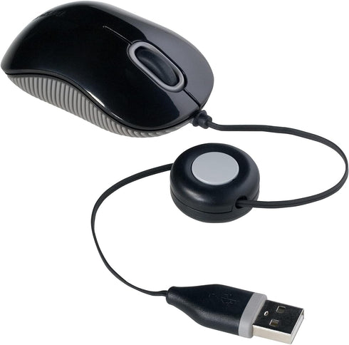 Targus Compact Mouse with Blue Trace Technology, Adjustable Cord, Black/Gray (AMU75US)
