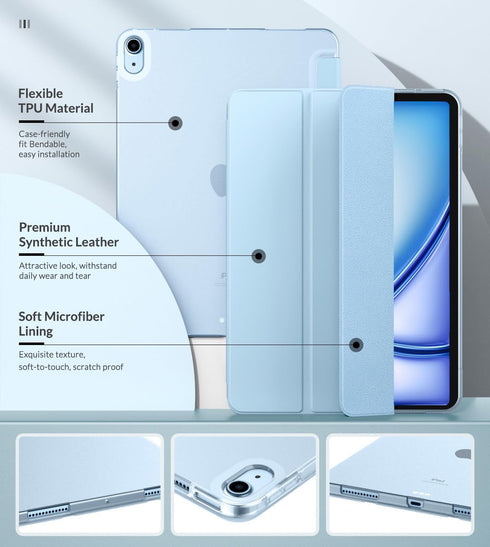 MoKo iPad Air 11 Inch Case for 7th/6th Gen M3/M2 2025/2024, 5th/4th Gen 10.9" 2022/2020, Slim Protective Sky Blue Cover