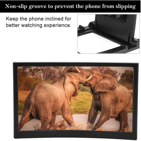T angxi 12'' 3D Curved Screen Magnifier, HD Mobile Video Movie Smartphone Screen Amplifier Projector Cell phne Stand