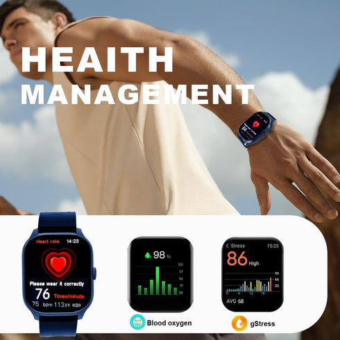 Fitness Tracker Smart Watch with 2.01" Screen, Heart Rate/Sleep Monitor, Waterproof for Android iPhone (Blue)