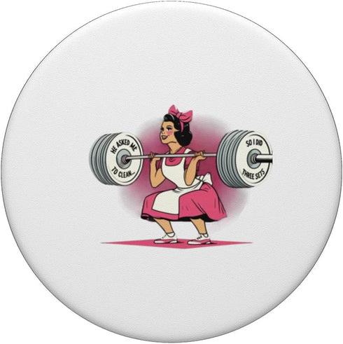 Funny Weightlifting Quote Retro Pun Clean Lifting Exercise PopSockets Standard PopGrip