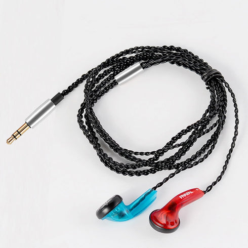 Wired Earphone Snow-Lotus, 1.0 in Ear Earphones, 64 Ohm Clear Sound, HD Bass Driven Audio, 3.5mm Headset (Blue&Red)
