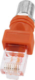 RF to RJ45 Converter Adapter, 2 Pack F Female to RJ45 Male Ethernet Adapter, Coaxial Coupler Connector - Orange