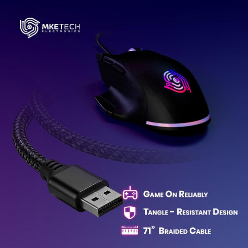 MKETech Electronics 8 Programmable 6 Wired Mouse for Gaming USB Computer Mouse with Buttons, Adjustable DPI