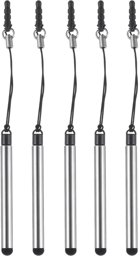 MECCANIXITY 5 Pcs Metallic Phone Stylus Pen, Retractable Metal Mini Capacitive Pens for All Touch Screen Devices -