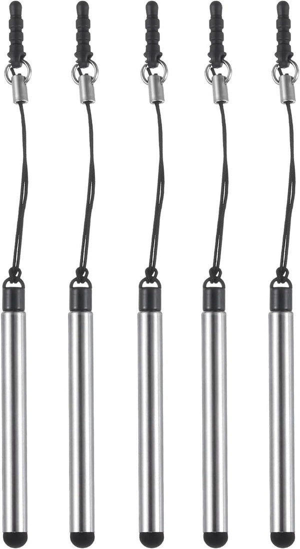 MECCANIXITY 5 Pcs Metallic Phone Stylus Pen, Retractable Metal Mini Capacitive Pens for All Touch Screen Devices -
