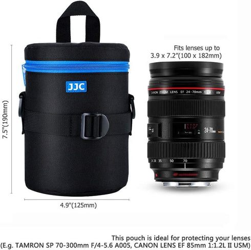 JJC Camera Lens Pouch Case for Canon EF 50mm f1.2, EF 24-70mm, EF 70-300mm, Tamron SP 70-300mm & More, Zipper Polyester