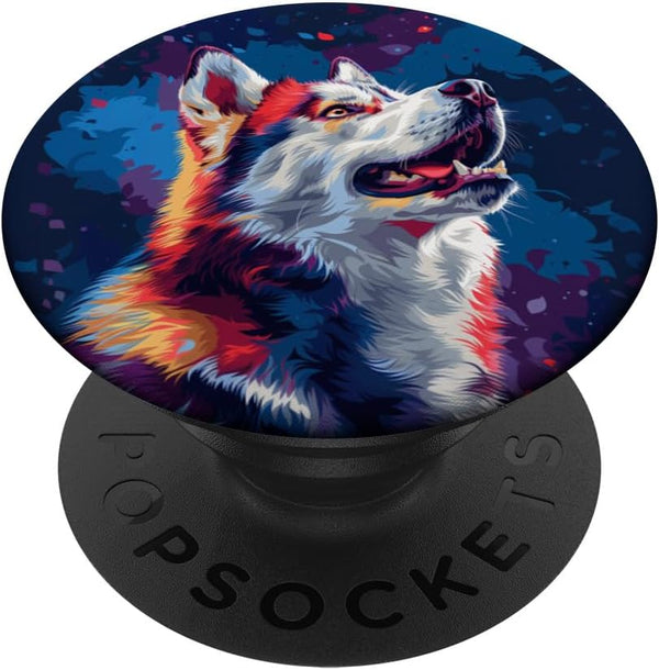 Siberian Husky Colorful Graphic PopSockets Standard PopGrip