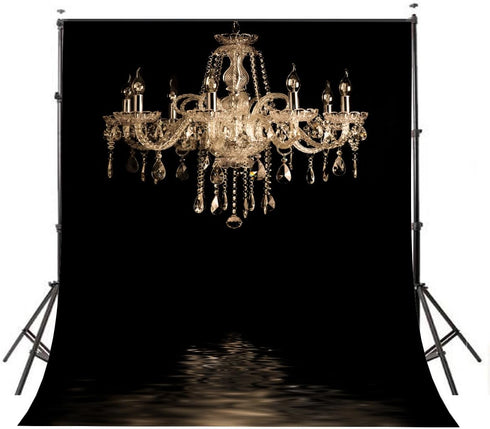 LYLYCTY 5x7ft Luxurious Chandeliers Photography Background European Gorgeous Crystal Chandelier Black Backdrop Studio
