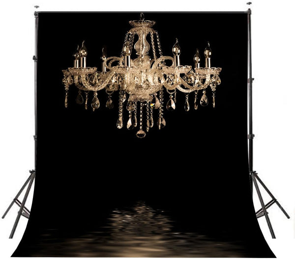 LYLYCTY 5x7ft Luxurious Chandeliers Photography Background European Gorgeous Crystal Chandelier Black Backdrop Studio