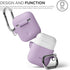 elago Silicone Case with Keychain for Apple AirPods Case 1 & 2, Front LED Visible, Supports Wireless Charging, Lavender