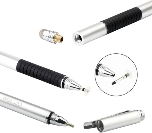 ELZO 3 in 1 Stylus, Disc Stylus Touch Screen Pens and Gel Pen Combo, 2 Pcs with 6 Replacement Tips for All Touch