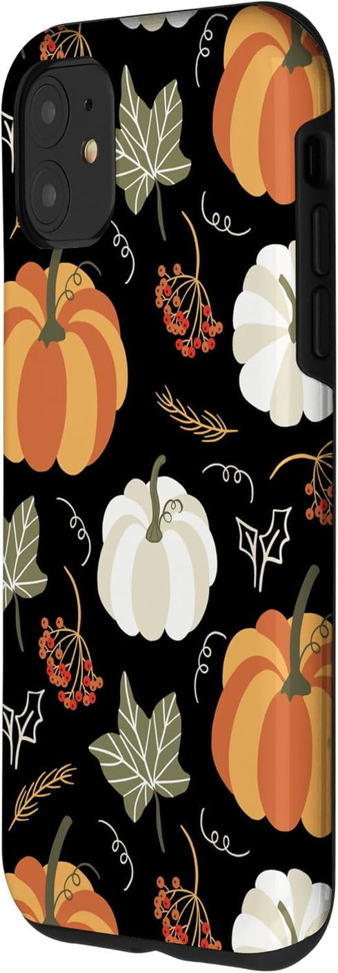 iPhone 11 Case - Autumn Falling Leaves and Pumpkin Spice Harvest, Happy Fall Design