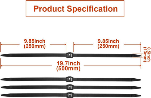 50 (Black,0.5 10 Inch) Boao Pcs Zip Ties Cable Disposable Heavy Duty Tie Double Police Cuffs Flex Plastic Nylon Tie