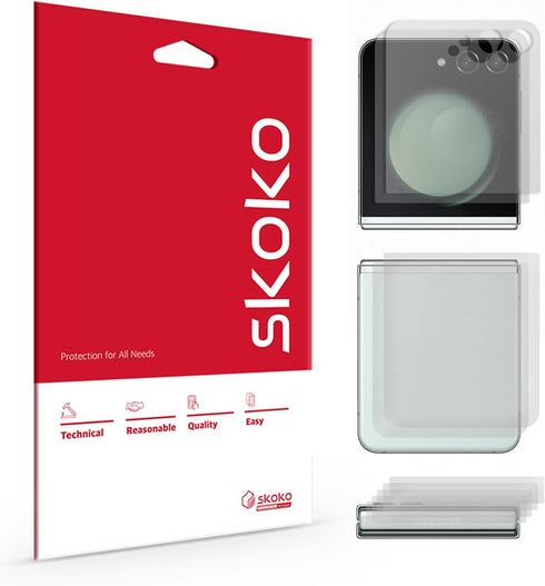 skoko 3 Sets 11pcs Anti Glare Full Screen Protector & Matte Back Cover for Galaxy Z Flip 5