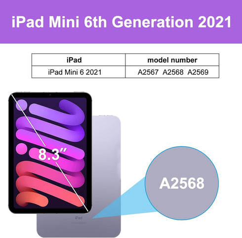 iPad Mini 6 Keyboard Case 2021: Boriyuan Detachable Wireless Bluetooth Keyboard Slim Folio Smart Cover, Purple