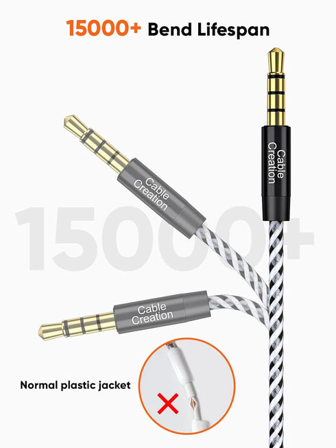 CableCreation 3.5mm Headphone Extension Cable, 6FT/1.8m, 4Pole TRRS Aux Cord, Black for Phones, Headphones, Tablets, PCs