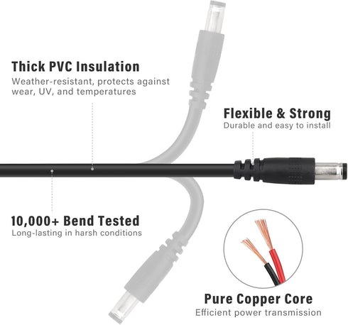 KSK 10 Cord,5.5x2.1mm FT Trail Camera Power DC External Power Cable,Compatible with Spypoint, Stealth Cam, Moultrie