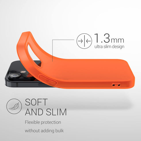 kwmobile Case for Apple iPhone 12 / iPhone 12 Pro - Soft Slim Protective TPU Silicone Cover - Neon Orange