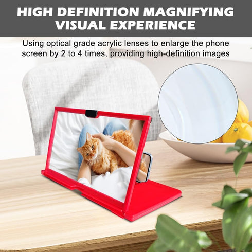 Londehuhai 12" 3D Screen Phone Magnifier, HD Mobile Phone Magnifier Projector Screen for Movies,Videos, Gaming Portable