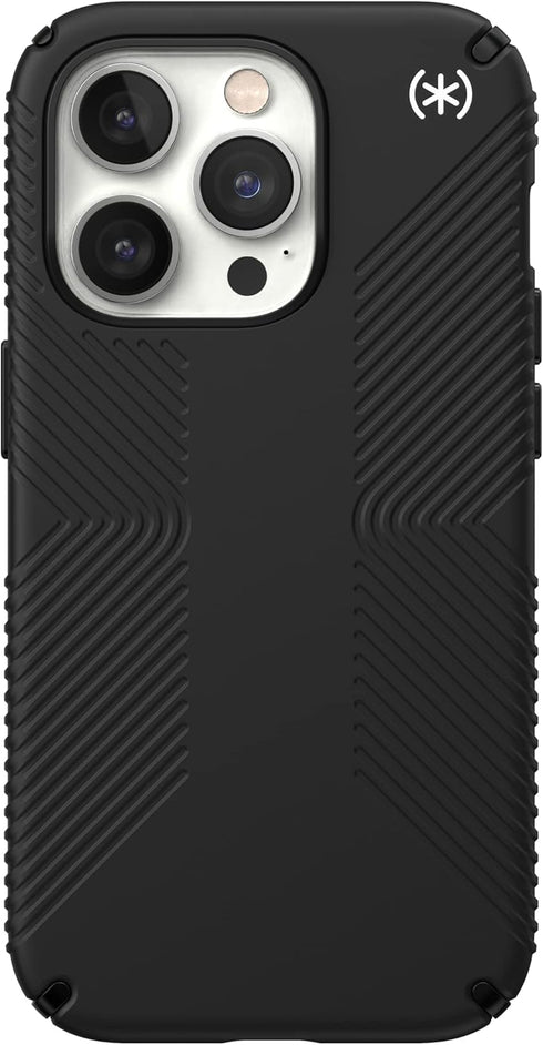 Speck Presidio2 14 Grip - Non-Slip iPhone Pro Case (Black/Black/White)