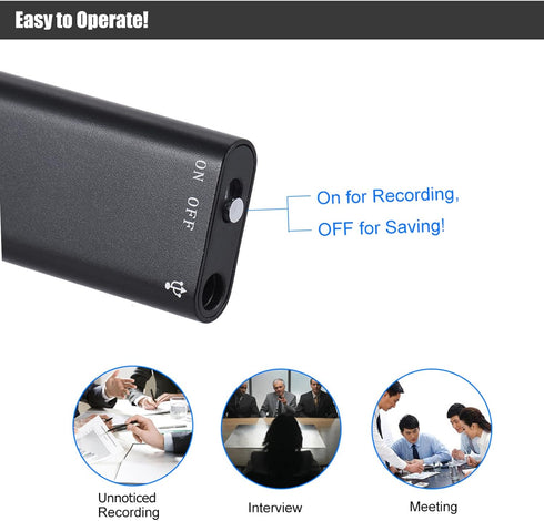 Irfora 8GB MP3 96hrs Mini USB Digital Audio Voice Recorder Dictaphone Music Player Portable Recording Device Recorded