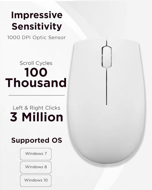 Lenovo 300 Wireless Mouse – PC & Laptop Computer Mouse with 2.4 GHz Nano USB Receiver – Ambidextrous Design – 12 Month