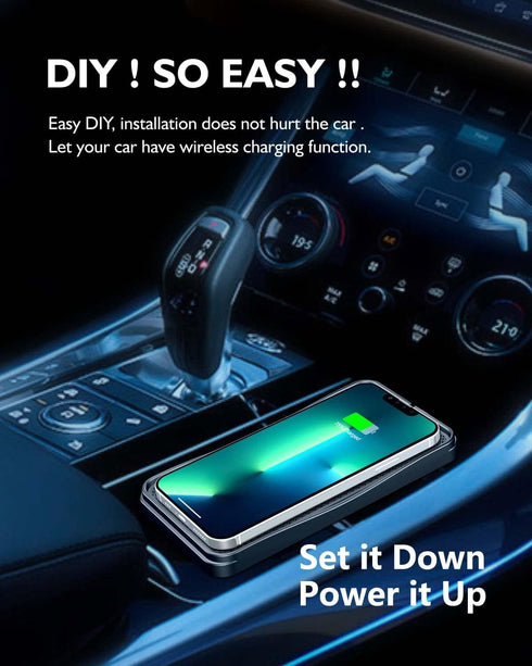 Wireless Phone Charger Qi Car Charging Pad, Fast 15W for iPhone 14, 13, 12, 11, Samsung Galaxy, and AirPods