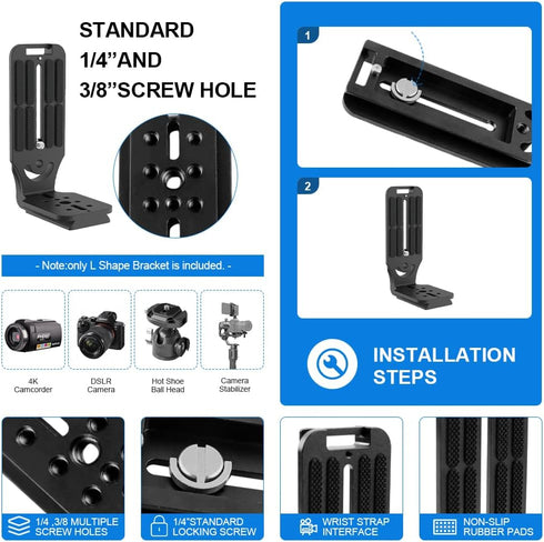 DSLR Camera L Bracket Quick Release Plate, Lightweight, Universal Application, Compatible with Canon Nikon Sony DJI