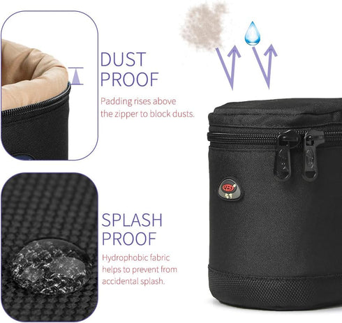 Lens Case Pouch Bag, Waterproof Shockproof for DSLR Camera Lens for Canon 150mm/f1.8/85mm f/1.8/50mm f/1.2L