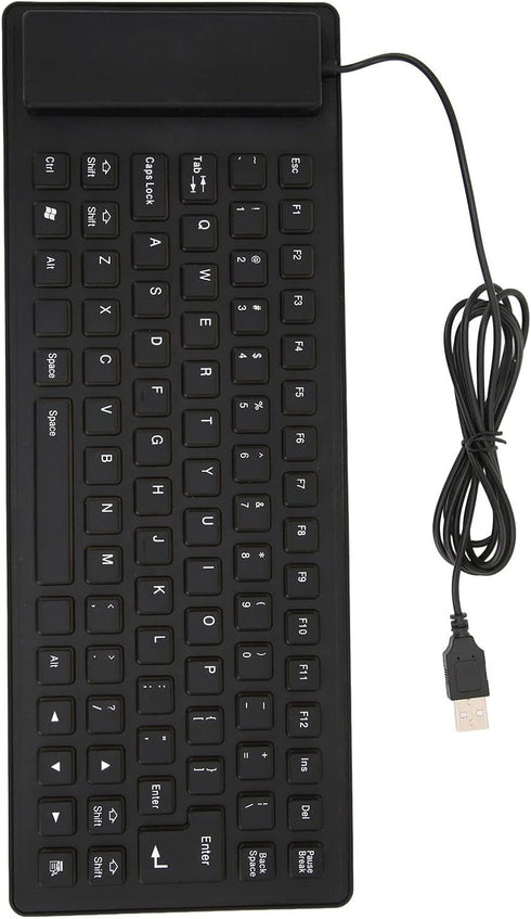 VBESTLIFE Foldable Silicone Keyboard, USB Wired 85 Keys Waterproof Rollup Keyboard for Laptop (Black)