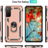 Samsung Galaxy S21 Plus Case 5G Military Grade Heavy Duty Armor Shockproof with Metal Rotating Ring Kickstand (Rose